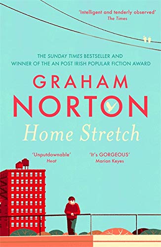 Book cover with a man leaning on a railing against a teal background.