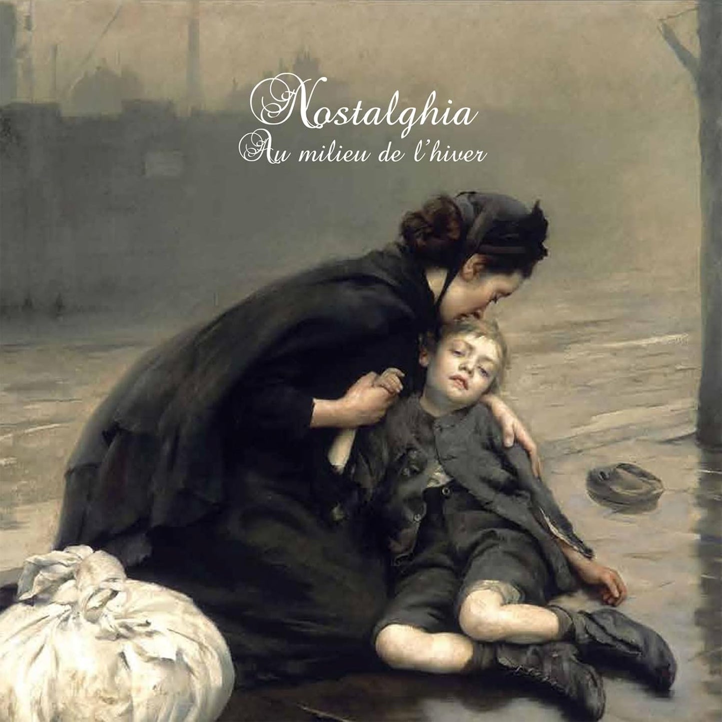CD cover: painting of a woman comforting a child in winter.