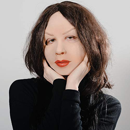 Person with pale skin, dark wavy hair, and red lips, facing forward.