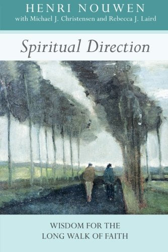 Book cover with painting of two figures walking down a path.