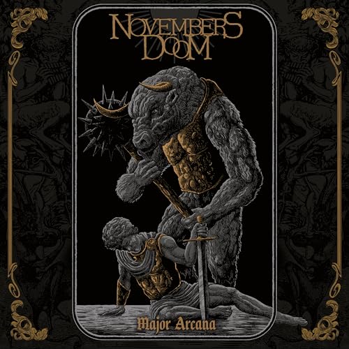 Novembers Doom album cover: a detailed illustration of a minotaur and figure.