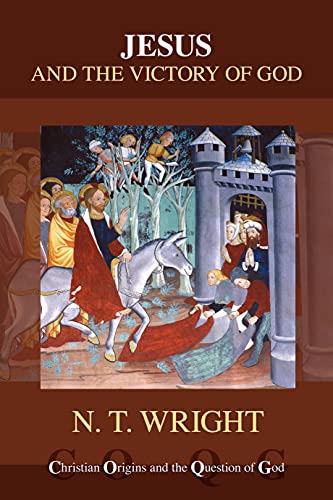 Book cover: Jesus on a donkey entering a city, medieval style.