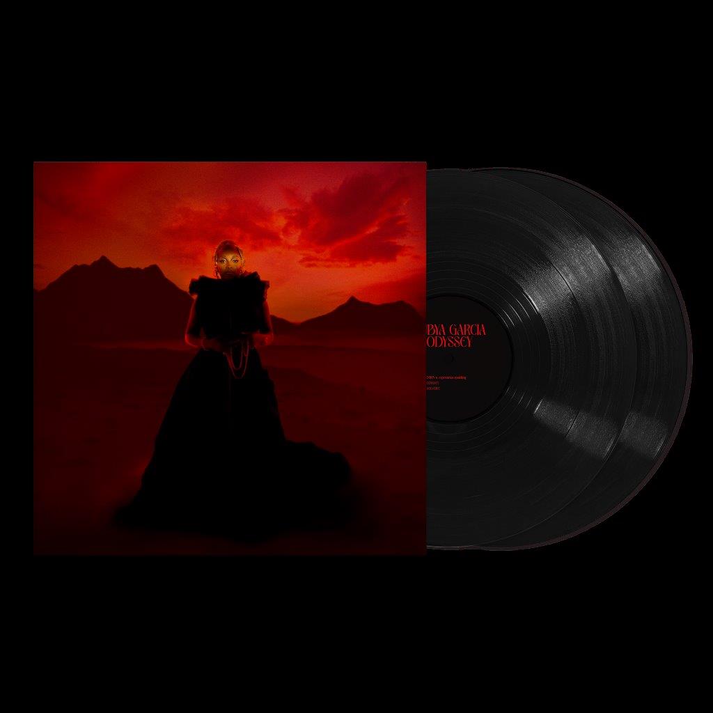 Vinyl record of Nubya Garcia’s “Odyssey” with a sunset-toned cover.