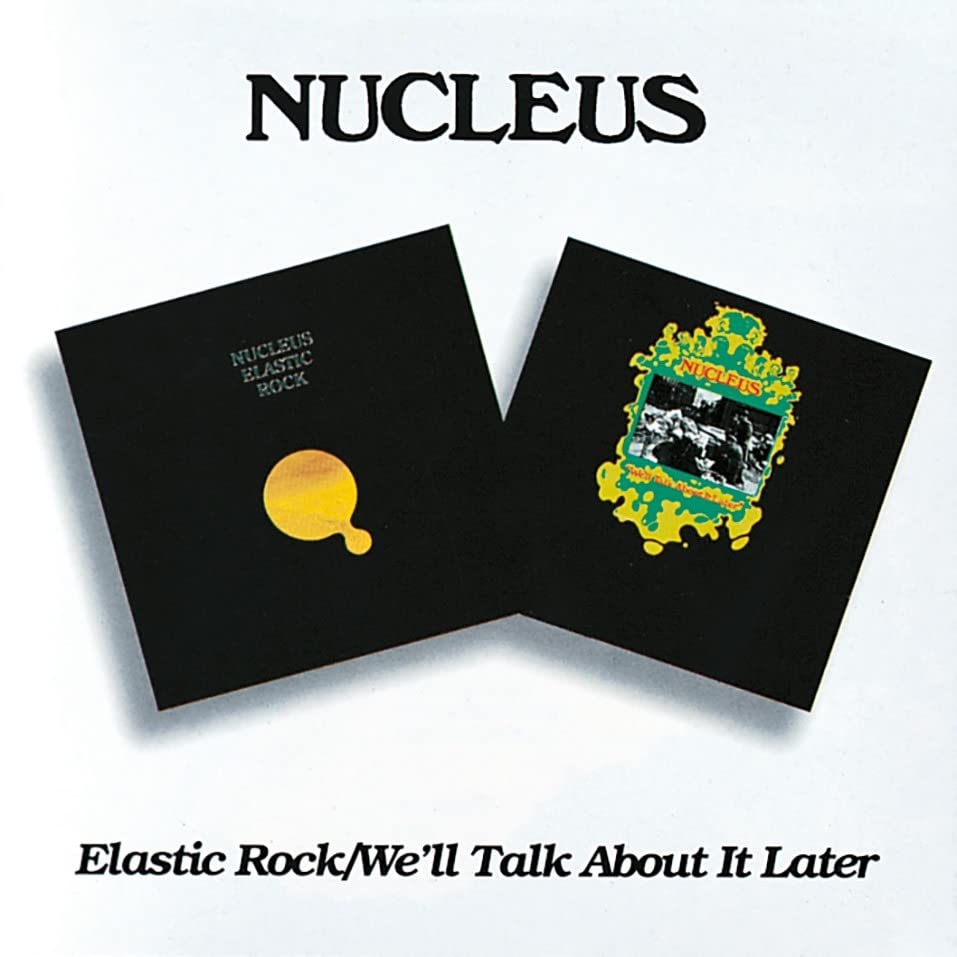 Nucleus album cover: black background with yellow circle and ornate artwork.