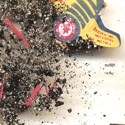 Damaged CD case with yellow and red design, cracked and broken.
