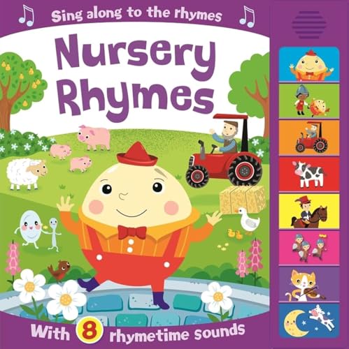 Colorful children’s book cover featuring Humpty Dumpty and other rhyme characters.