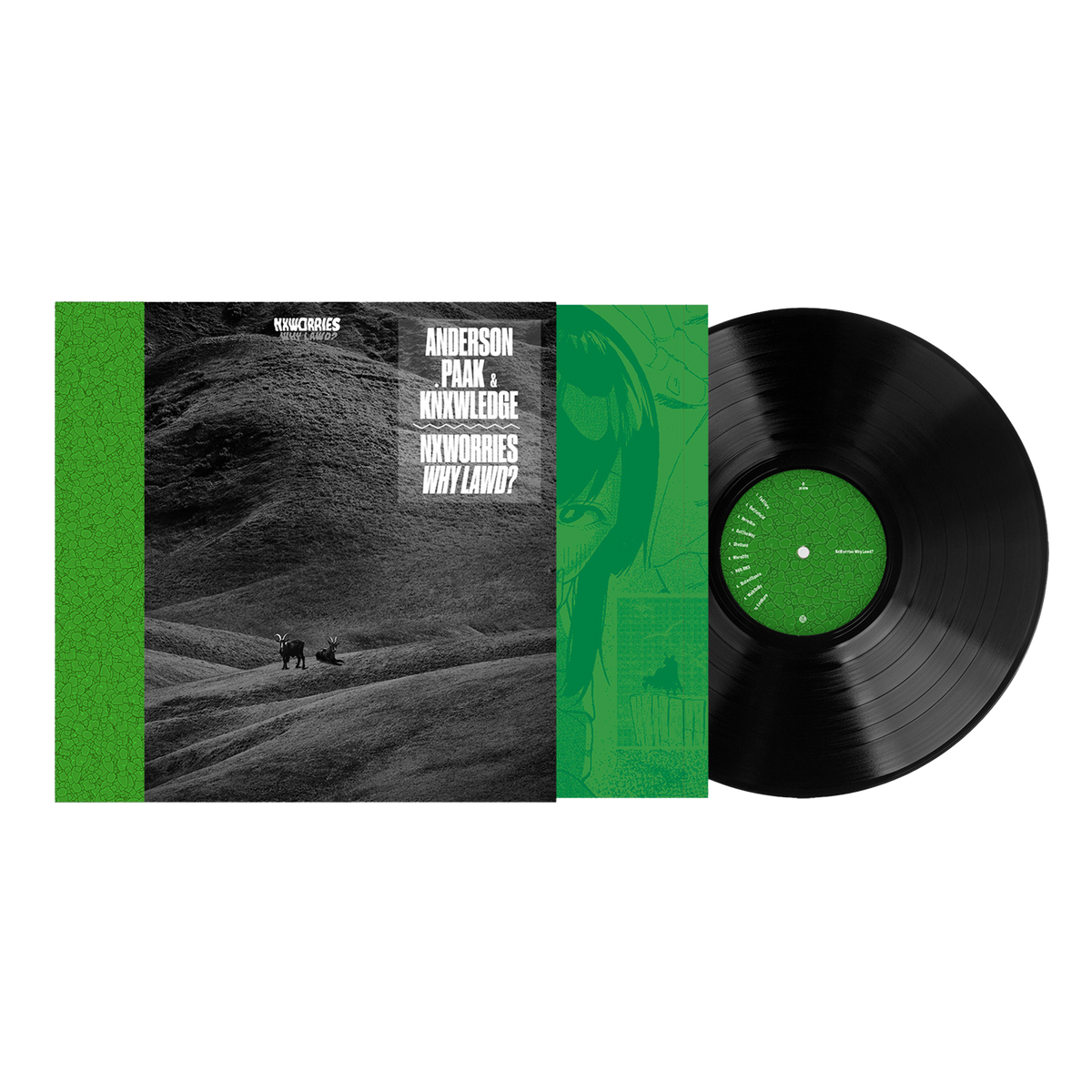 Nxworries vinyl record with green cover art and a portrait.