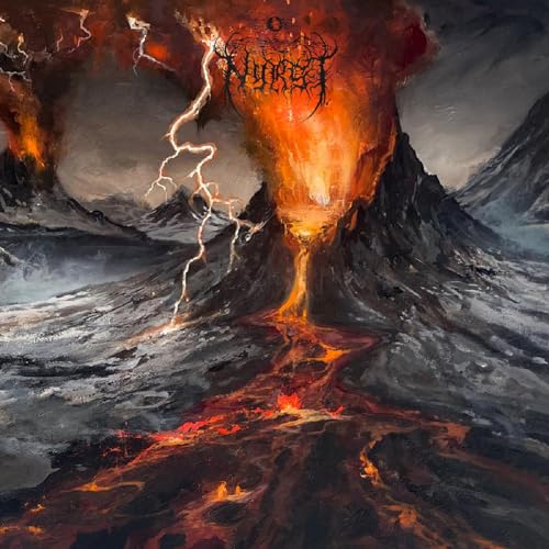 Volcanic landscape with lightning, album cover for Nyrst’s “Vold” CD.