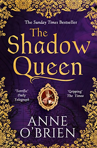 Book cover for "The Shadow Queen" with ornate gold frame and map.