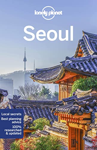 Lonely Planet Seoul travel guide cover featuring traditional Korean architecture and N Seoul Tower.