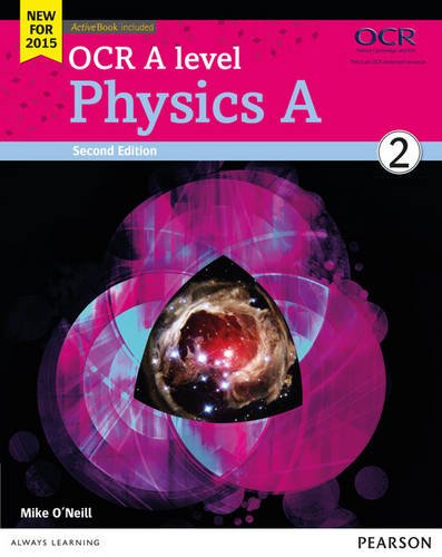 Physics A level textbook cover with nebula image and "2" indicator.