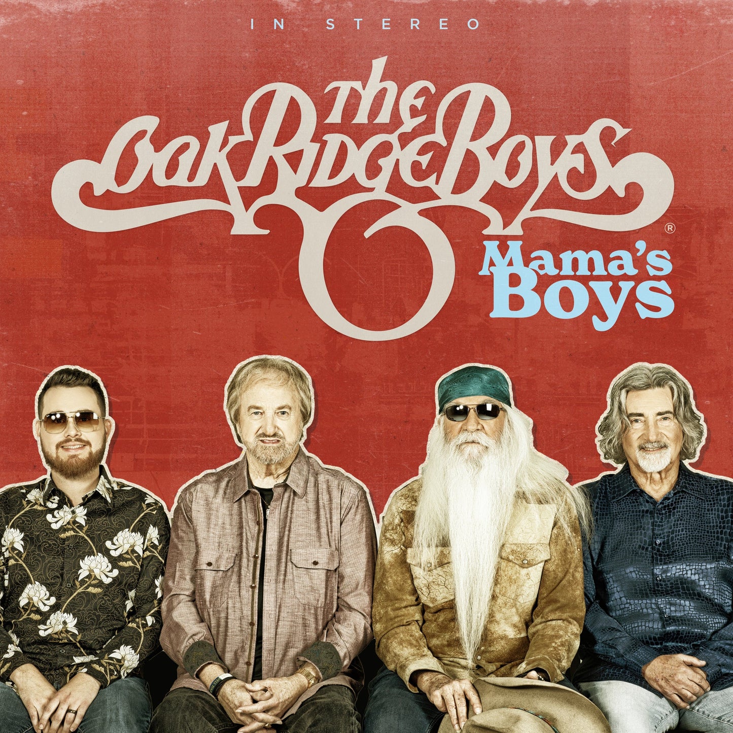 Album cover for The Oak Ridge Boys’ “Mama’s Boys” with band photo.