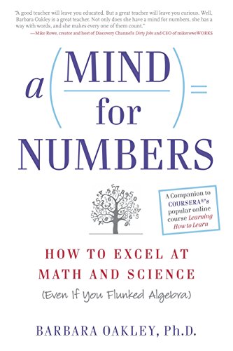 Book cover: “Mind for Numbers” by Barbara Oakley, with math symbols.