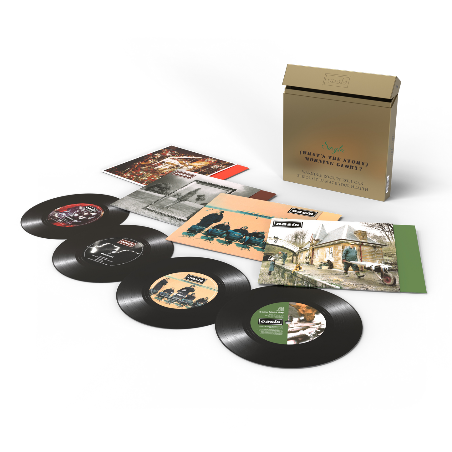 Oasis "(What's The Story) Morning Glory?" vinyl record box set displayed.