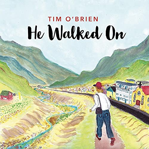 CD cover: painted landscape with a figure walking towards a village.