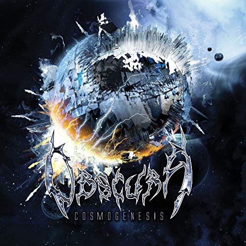 CD cover: fractured planet with city ruins, fiery core, and band logo.