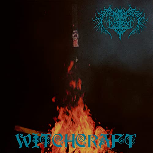 Dark album cover with a fiery scene, inverted face, and band logo.