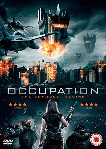 DVD cover for “Occupation” depicts war, city destruction, and armed figures.