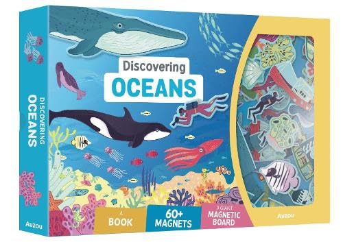 Ocean" book with magnetic board and colorful illustrations of sea life.