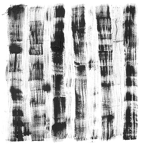 Black and white abstract brushstrokes on a square vinyl record cover.