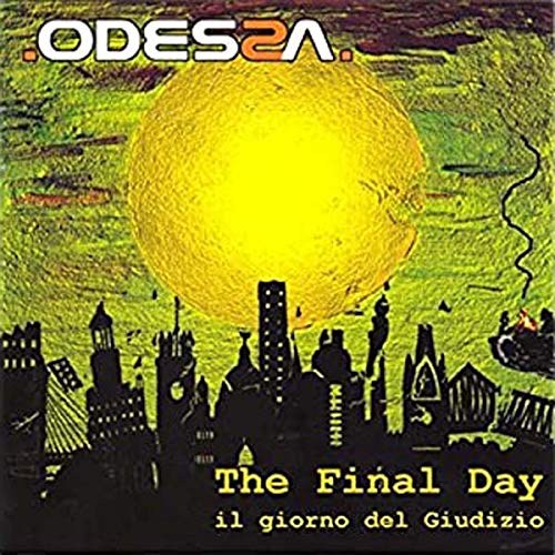 CD cover with a large yellow sun over a dark, silhouetted cityscape.