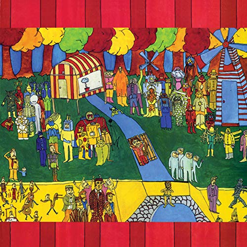 Colorful, whimsical illustration of a crowded parade scene with diverse figures.