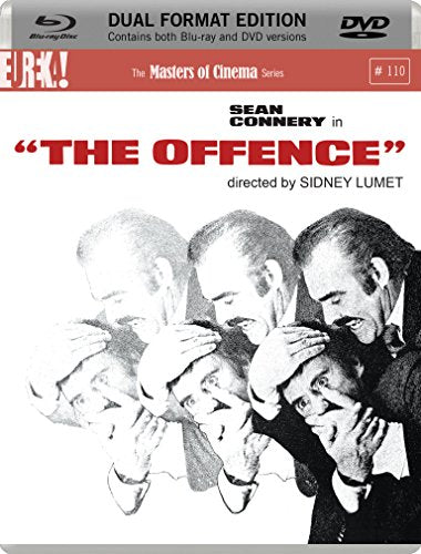 Blu-ray cover for “The Offence” featuring three distressed men in shadow.