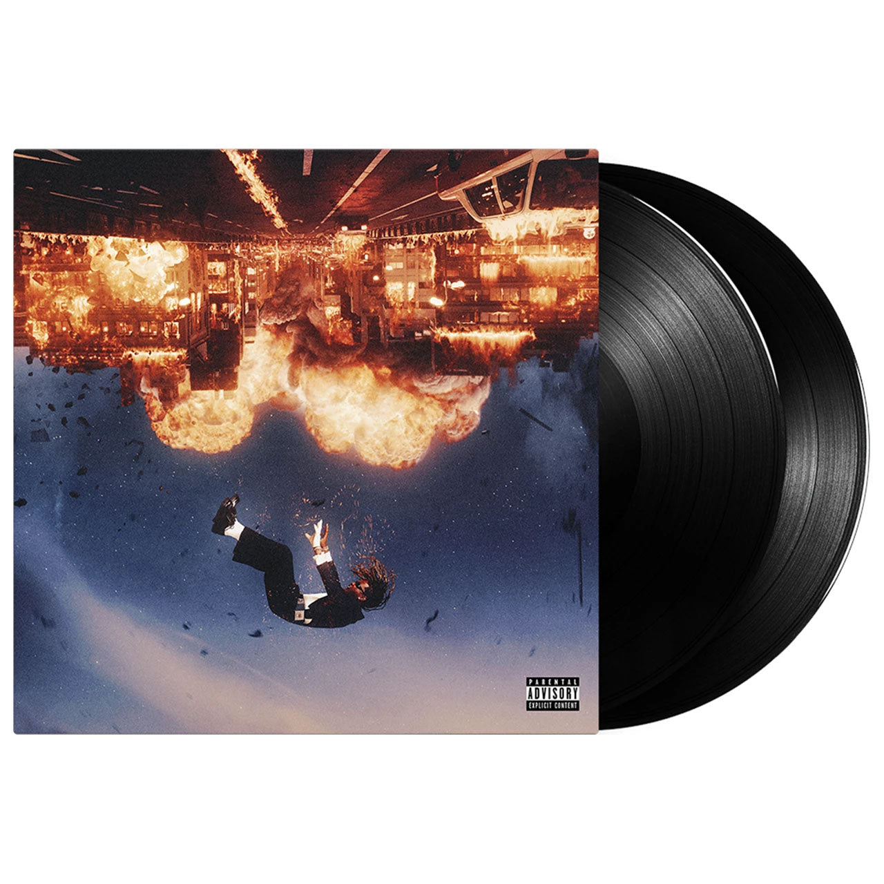 Offset's "Set It Off" vinyl record with fiery album art and black discs.