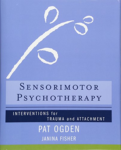 Blue book cover with white abstract design and title: "Sensorimotor Psychotherapy.