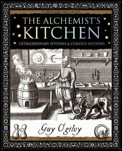 Book cover featuring an alchemist, a lion, and a steaming barrel in an engraving.
