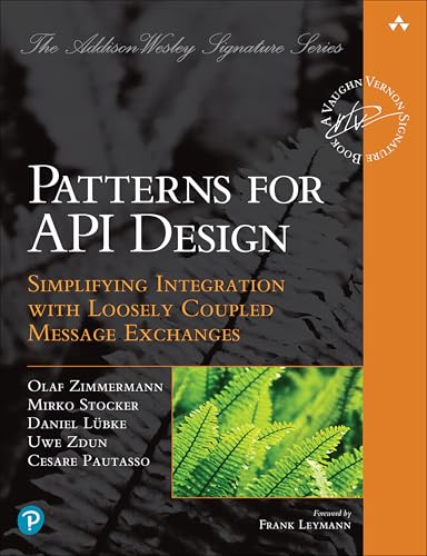 Book cover titled Patterns for API Design with a fern leaf background and orange spine.