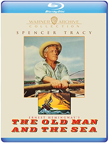 Old Man and the Sea" Blu-ray cover with Spencer Tracy and a fishing scene.