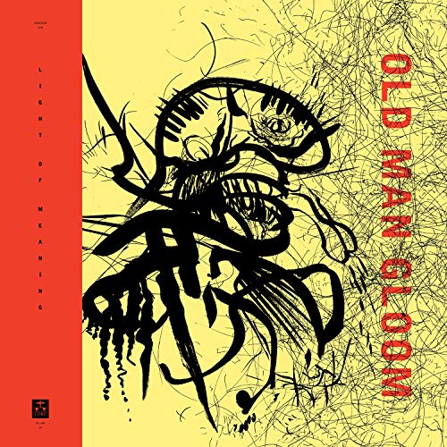 Vinyl album cover: abstract black ink drawing on orange and yellow background.