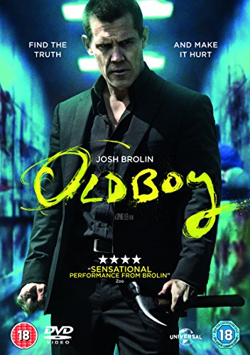 DVD cover for "Oldboy" featuring Josh Brolin in a dark suit.