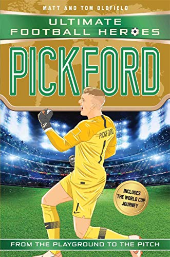 Book cover featuring footballer Jordan Pickford in yellow uniform, action pose.