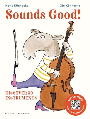 Book cover: cartoon animal playing a double bass and holding a violin.
