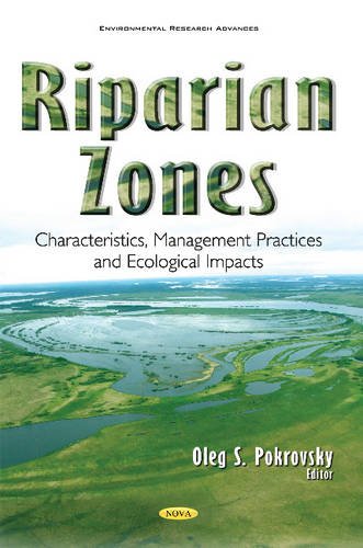 Book cover for “Riparian Zones” showing a winding river landscape.