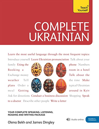 Red book cover with “Complete Ukrainian” title and decorated Easter eggs.