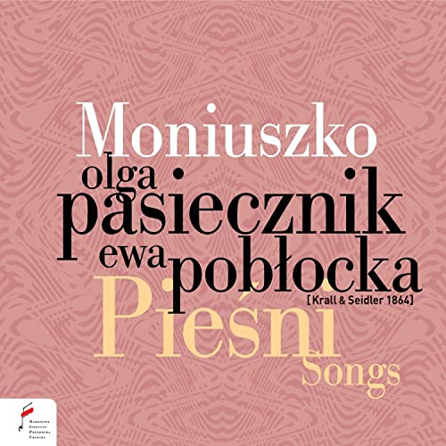 CD cover for Moniuszko songs by Pasiecznik and Poblocka, pink background.
