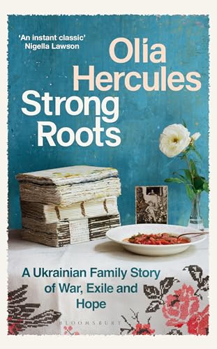 Book cover with stacked letters, a flower, and a plate of food.