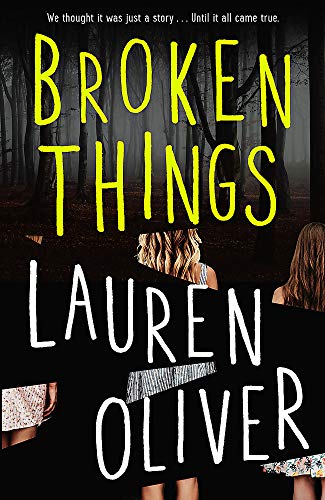 Book cover for “Broken Things” with a dark forest and fragmented figures.