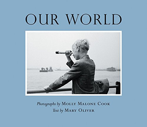 Book cover: black and white photo of a boy looking through binoculars.