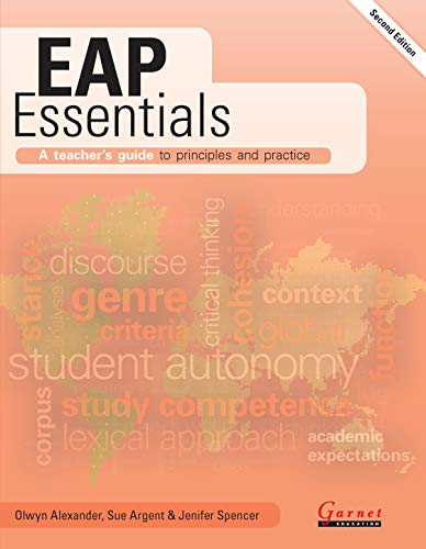 Book cover for EAP Essentials with a world map background and educational text overlay.