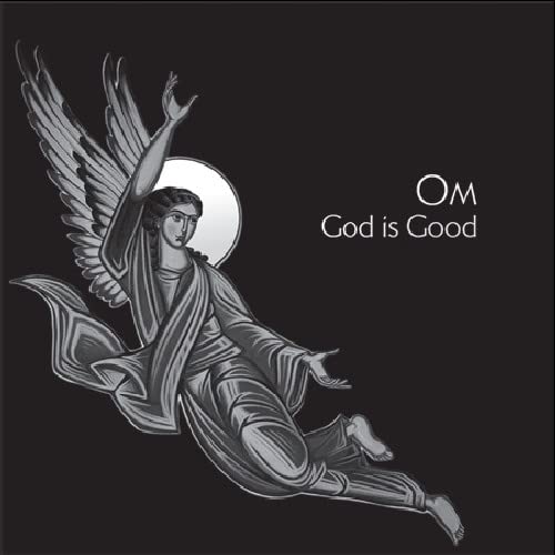 CD cover: grayscale image of winged figure with text "OM God is Good".
