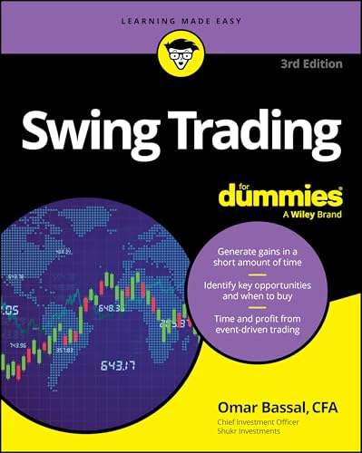 Book cover: "Swing Trading For Dummies," 3rd Edition, with stock chart image.