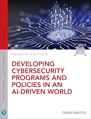 Book cover: "Developing Cybersecurity Programs and Policies," fourth edition, with digital fingerprint.