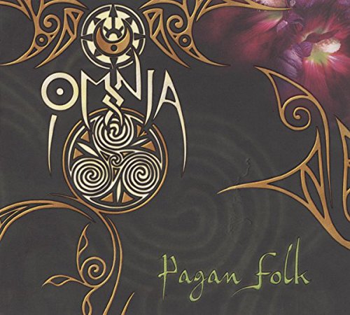 CD cover for Omnia’s "Pagan Folk" with Celtic knotwork and floral design.