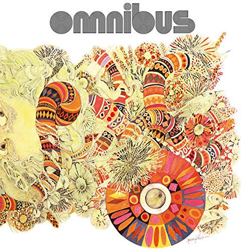 Album cover for “Omnibus” featuring swirling, colorful, floral and shell-like designs.