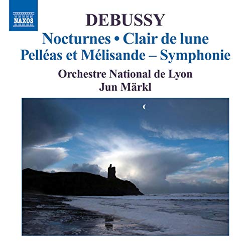 CD cover for Debussy orchestral works featuring a coastal landscape.