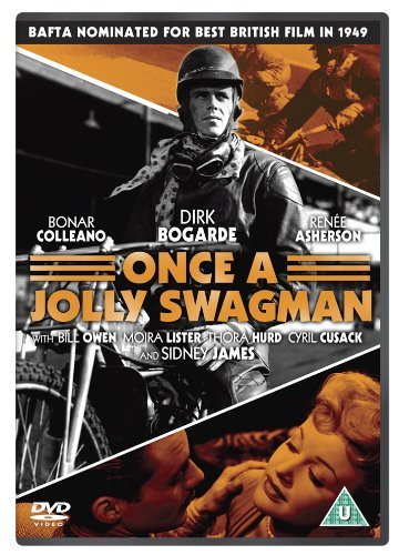 DVD cover of "Once A Jolly Swagman" featuring a motorcyclist and vintage film scenes.